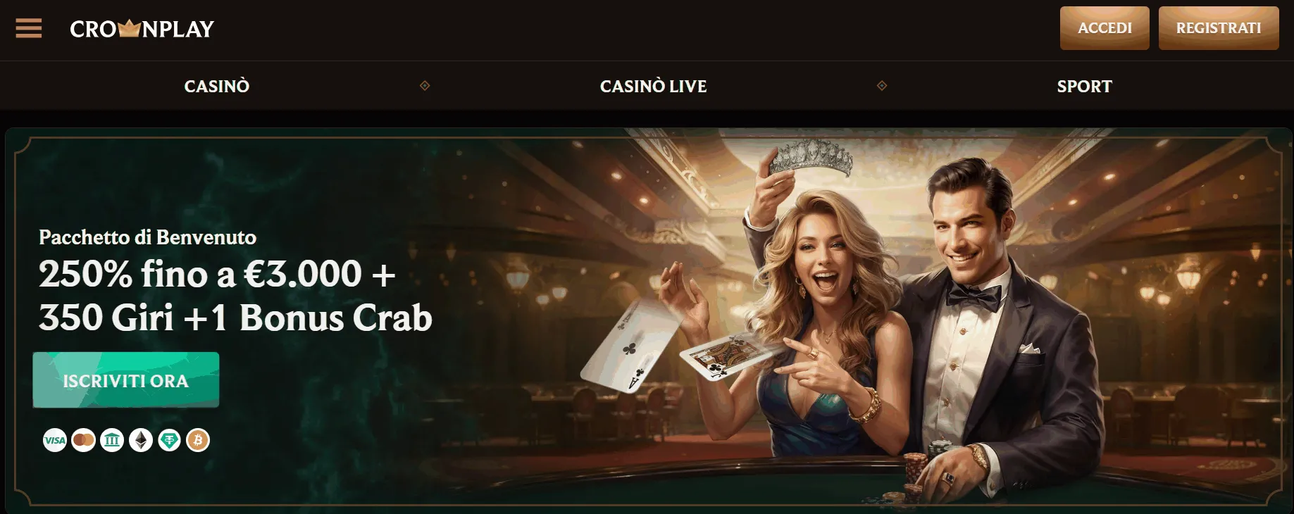 CrownPlay Casino Webseite